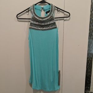 High neck tank top with jeweled details